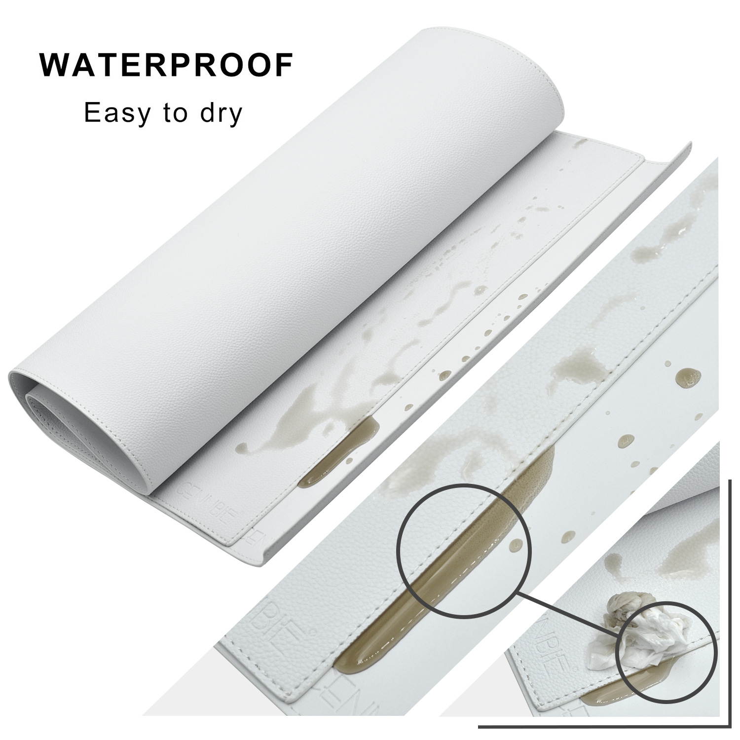 CENNBIE Extended Leather Gaming Mouse Pad/Mat, Large Office Writing Desk Computer Leather Mat Mousepad,Waterproof 35.5"x15.5"(White)