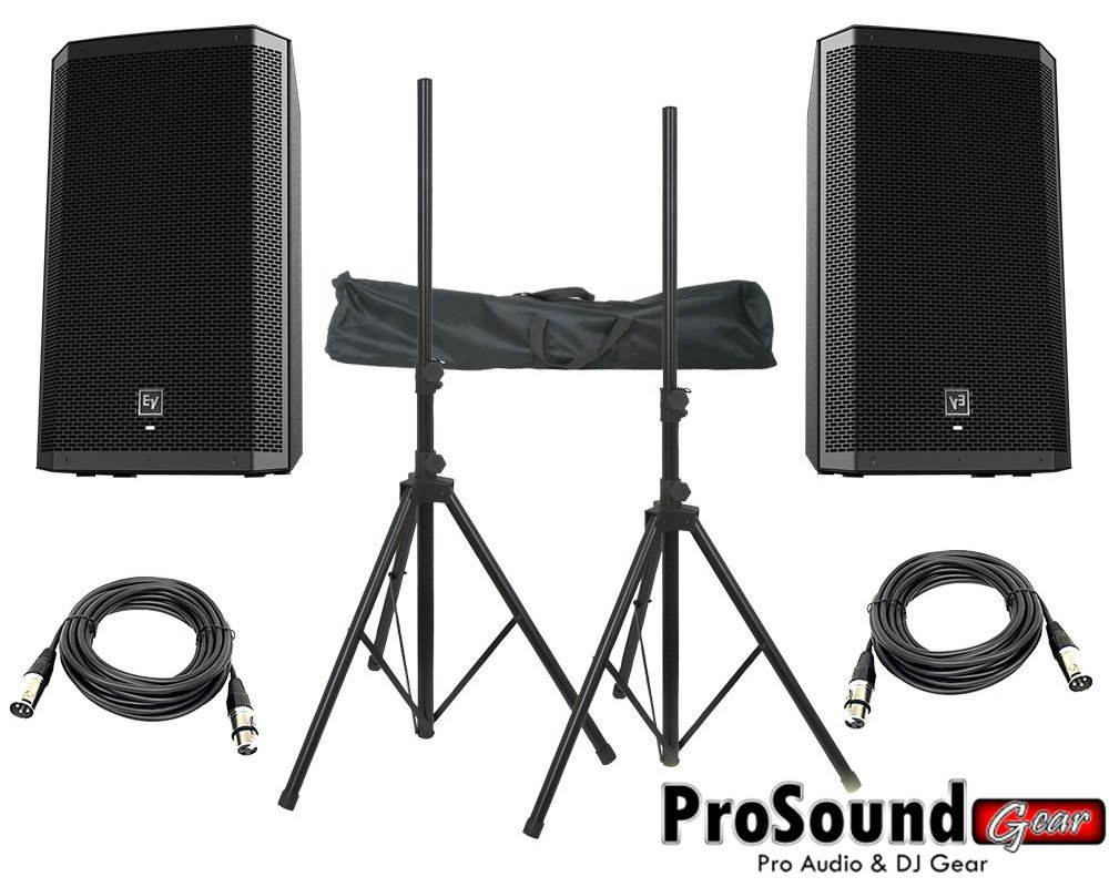Electro-Voice ZLX-15P 15" 2-Way Powered Loudspeaker / (2) Xlr to Xlr Cables 20ft ea / (Pair) Speaker Stand w/ Bag / (ProSoundGear Authorized Seller)