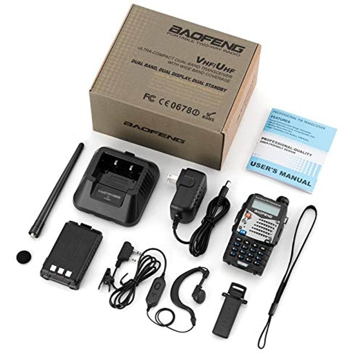 BaoFeng Two Way Radio,The UV-5R-A,Dual Band Radio with 2100mAh Li-ion Battery Portable Walkie Talkies with Includes Full Kit