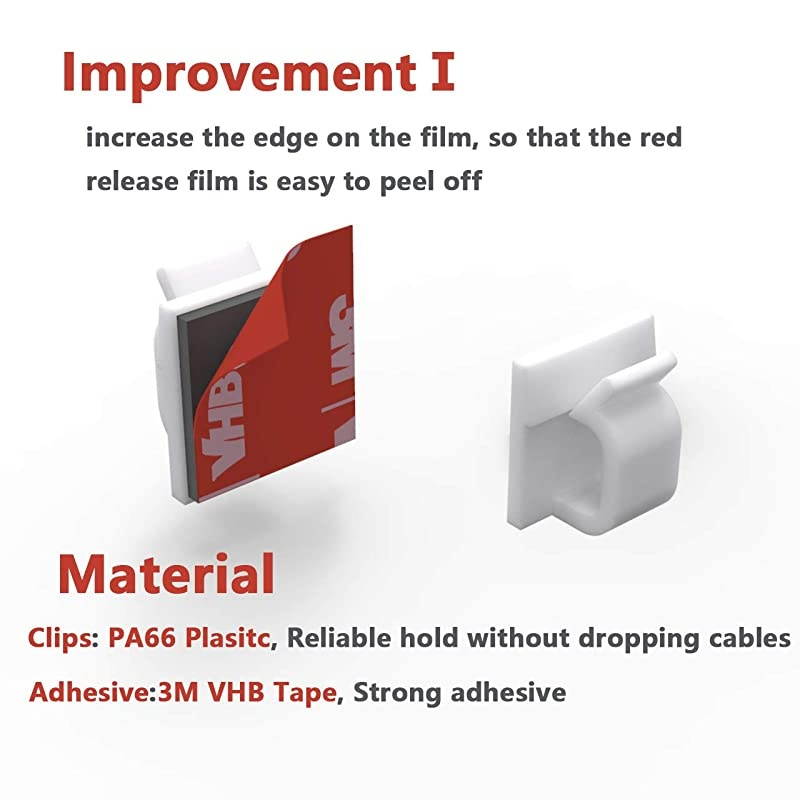 Upgraded Cable Clips 40pcs with Strong Adhesive TapesWire Holder Organizer Cord Management for Car Office and HomeWhite CC04Upgraded