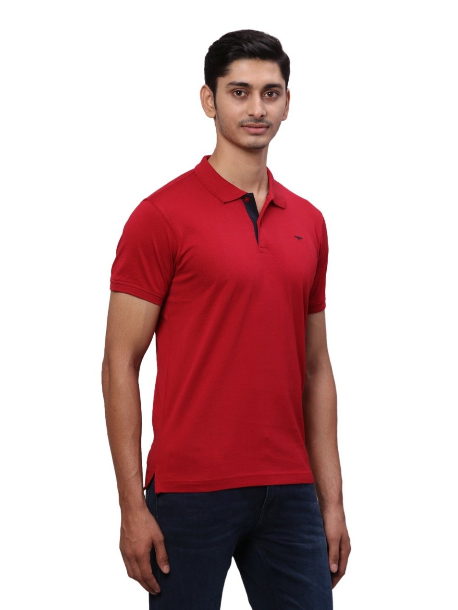 Park Avenue Red Slim Fit Printed Polo T-Shirt