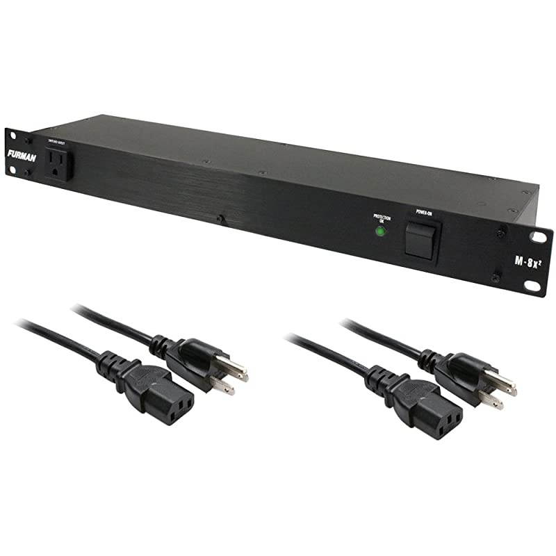 M8x2 Merit Series 8 Outlet Power Conditioner amp Surge Protector with 2 Hosa 18 Gauge Electrical Extension Cable