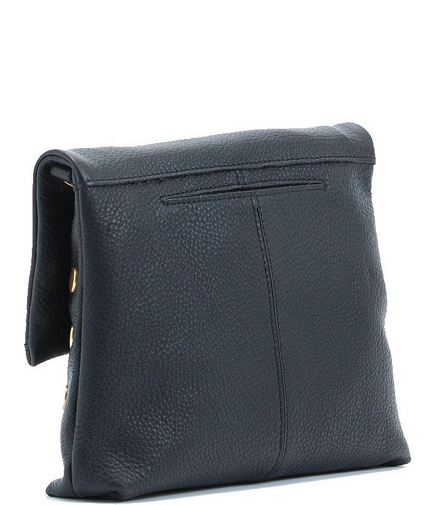 Hammitt VIP Studded Leather Fold-Over Zip Flap Medium Crossbody Bag