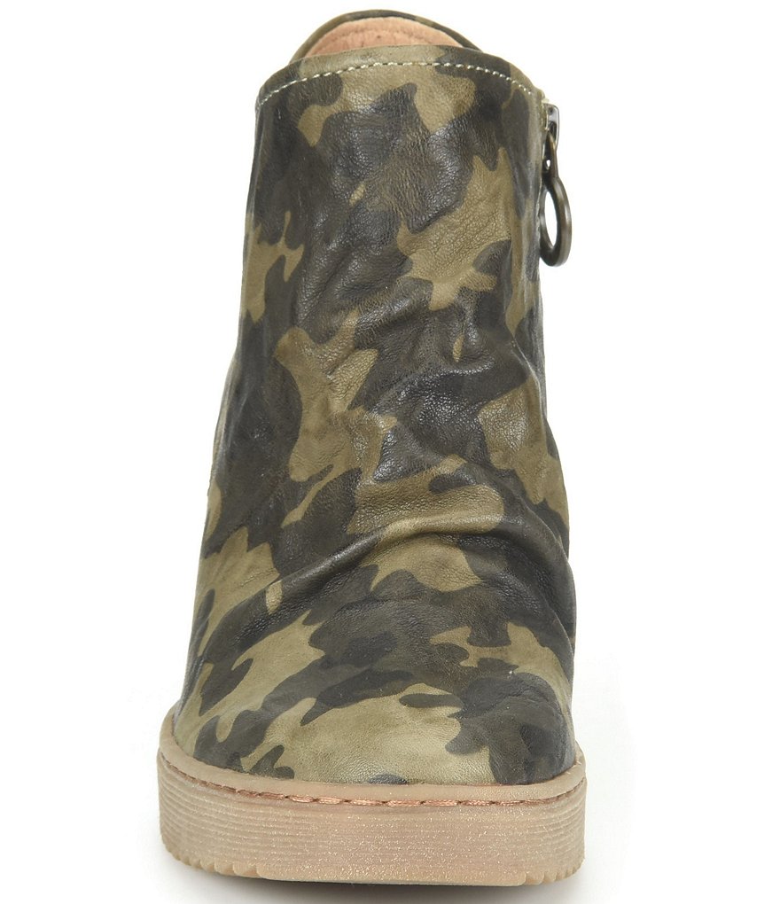 Sofft Siri Waterproof Suede Camouflage Wedge Ankle Boots
