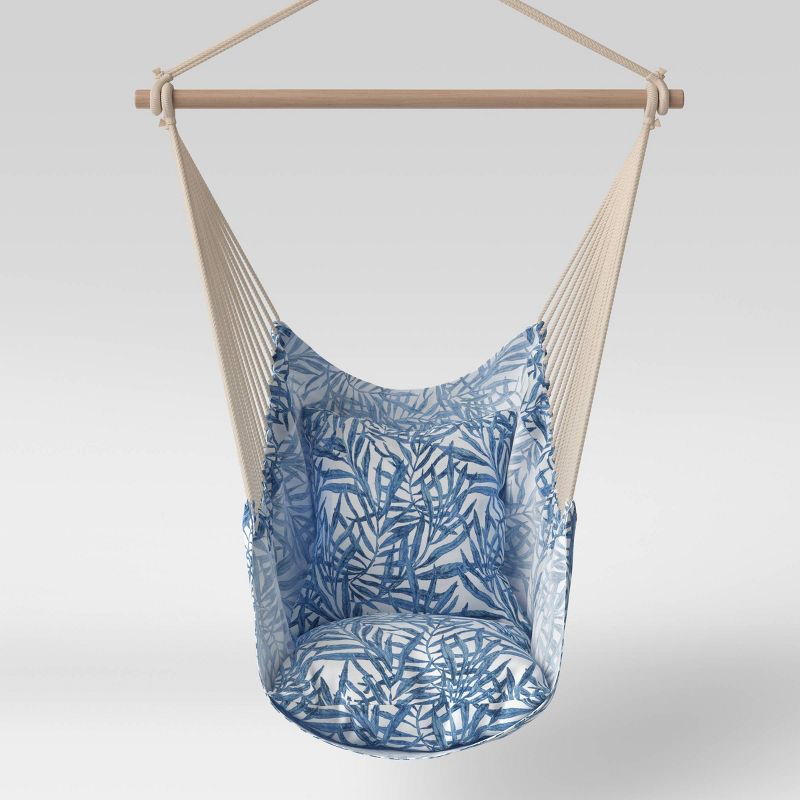 Pillowtop Hammock Chair with Spreader Bar Navy Tropical Leaf - Threshold™