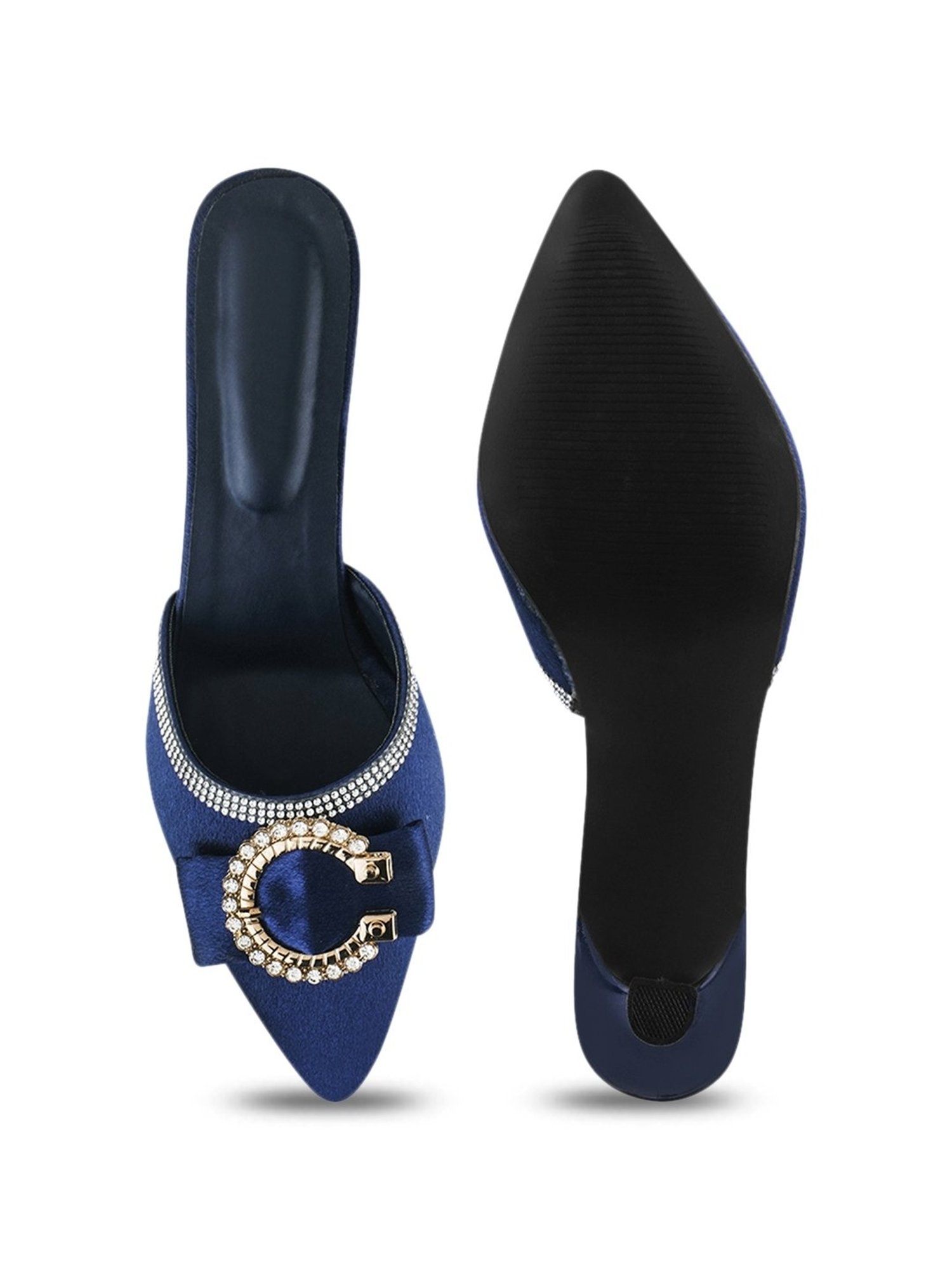 The White Pole Women's Blue Mule Stilettos