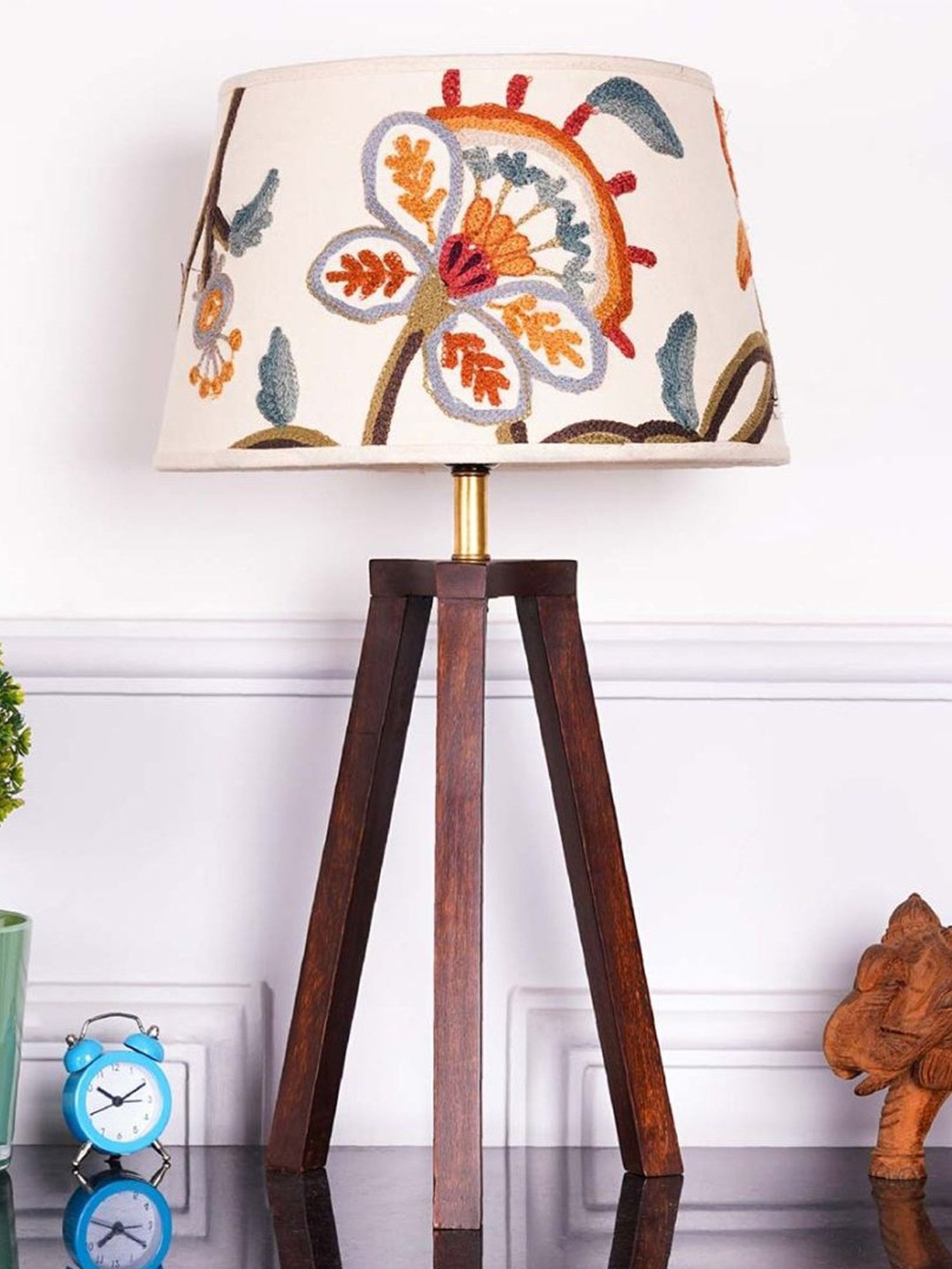 Kapoor Lamp Shades Honey & White Wood Griffith Tripod Casement Shade Table Lamp