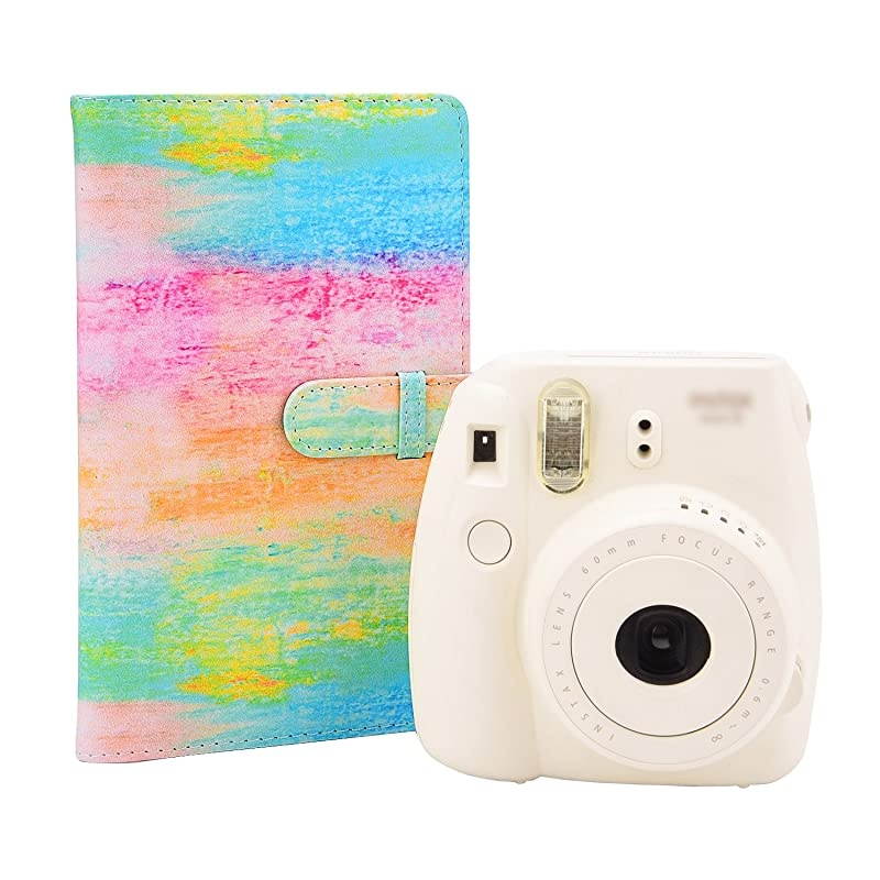 Colorful Wallet PU Leather Photo Album Compatible with Fujifilm Instax Mini 11 9 8 90 8+ 26 7s Instant Camera Film Polaroid Snap Zip Z2300 PIC300 Film Rainbow