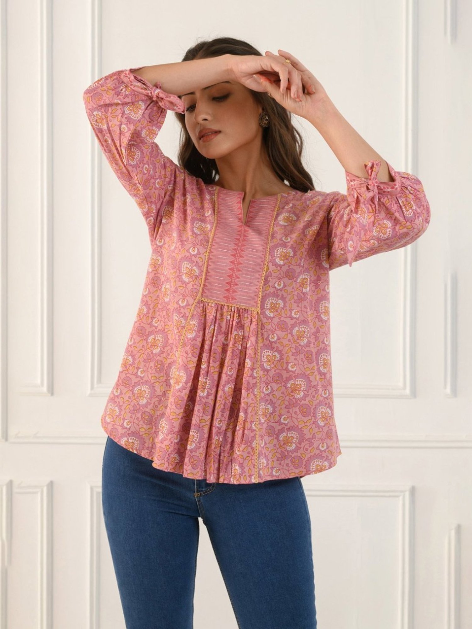 Prakriti Jaipur Pink Gathered Shirt