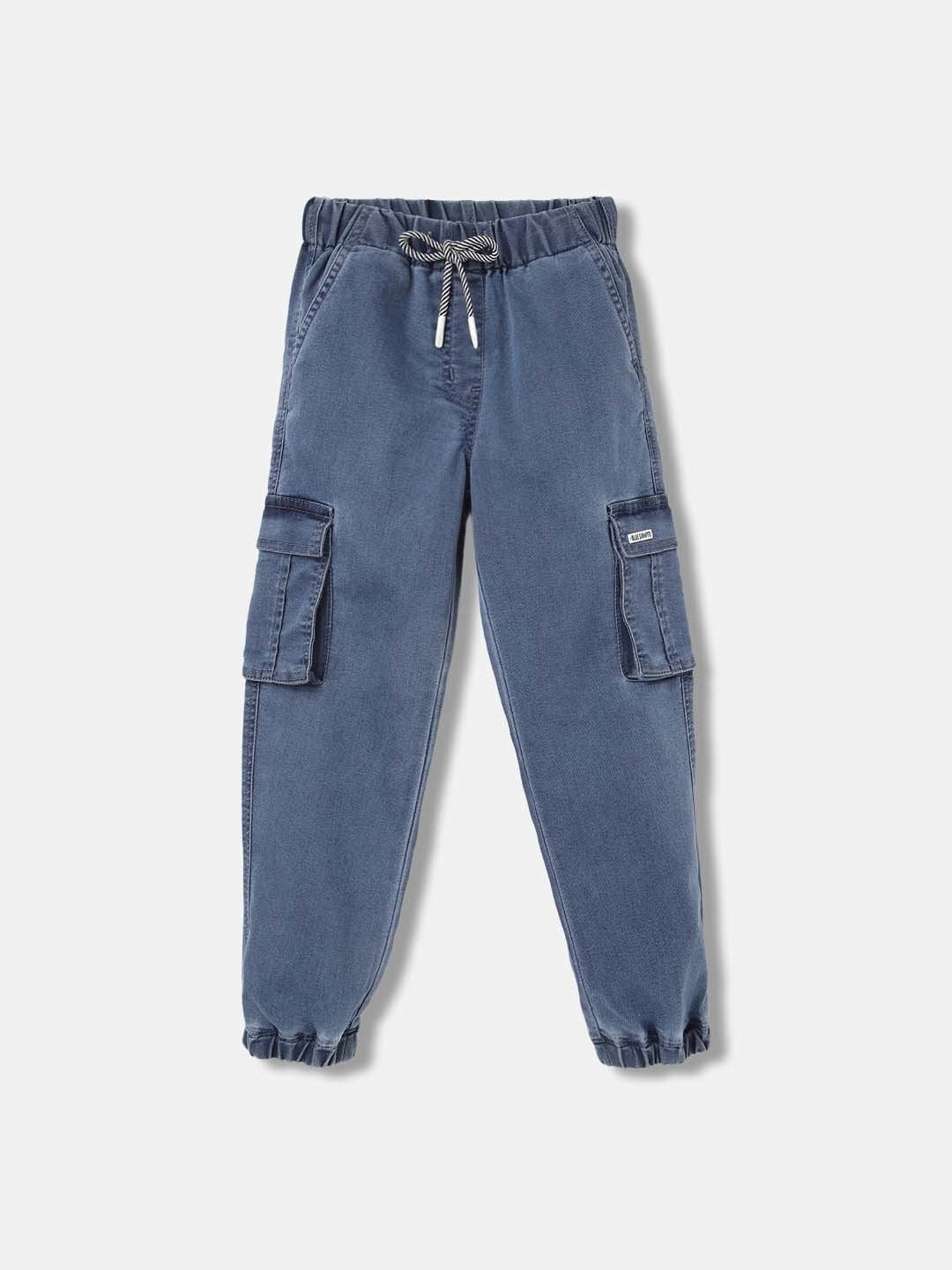 Blue Giraffe Girls Blue Cotton Washed Jeans