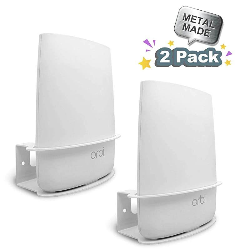 Compatible Wall Mount Netgear Orbi, Sturdy Metal Made Mount Stand Holder Compatible Orbi WiFi Router RBS40, RBK40, RBS50, RBK50, AC2200, AC3000. (2pcs)