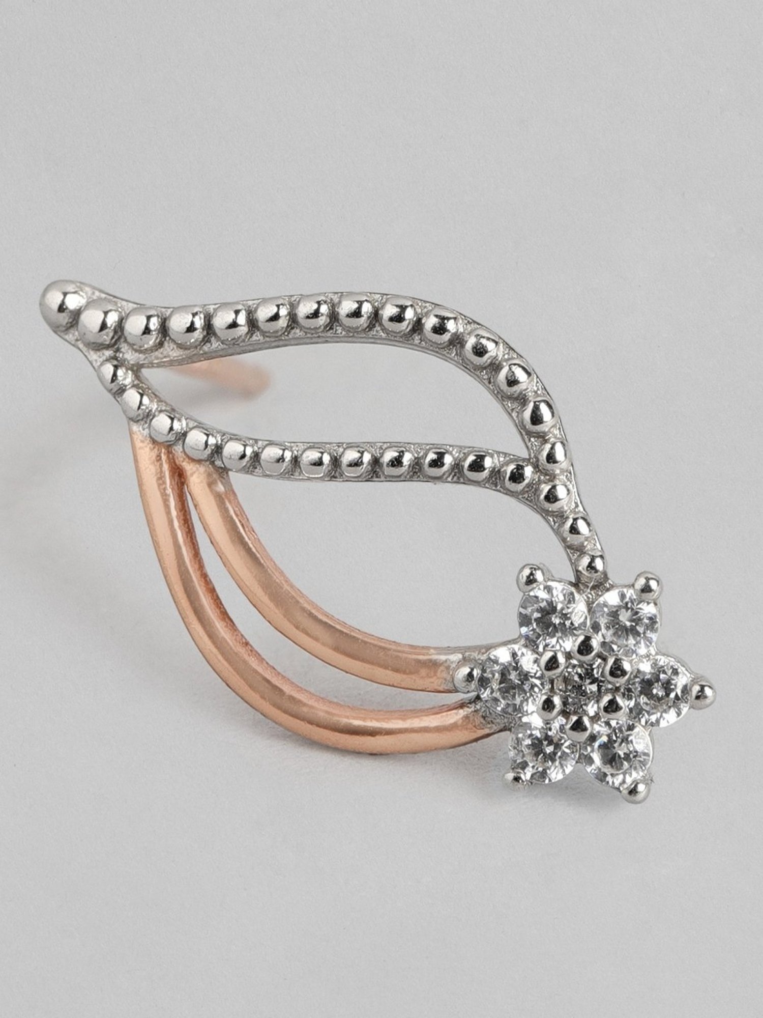 Zavya Floral Leaf Rose-Gold-Plated 92.5 Sterling Silver Stud