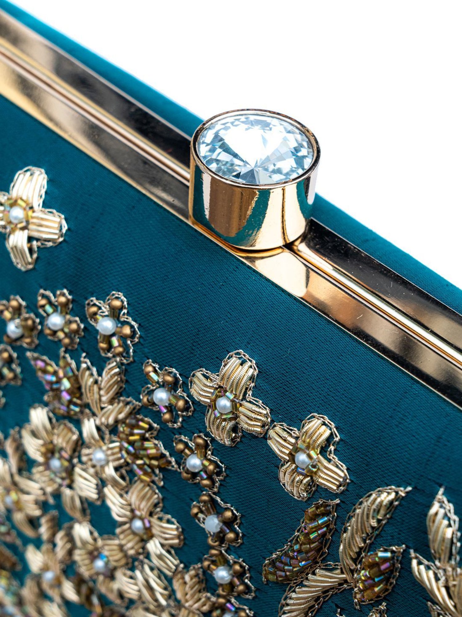 NR by Nidhi Rathi Blue Fabric Minaudiere Clutch