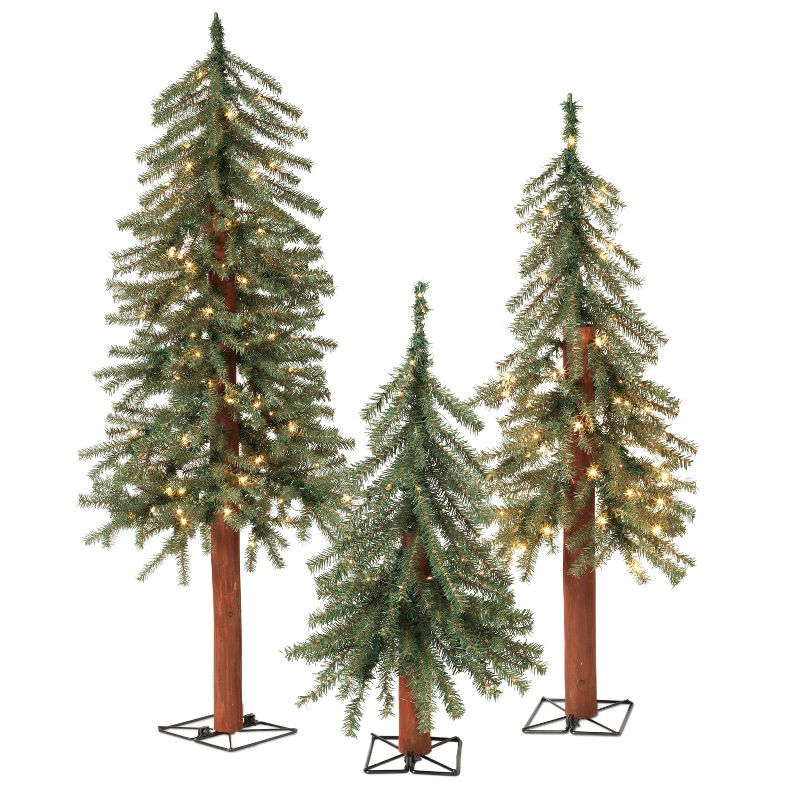 Sterling  Pre-Lit Alpine Trees w/ Metal Wire Base (Set of 3)