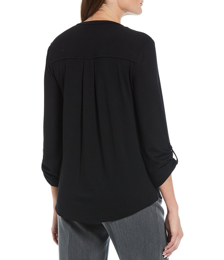 Tommy Hilfiger V-Neck Long Sleeve Printed Button Front Blouse