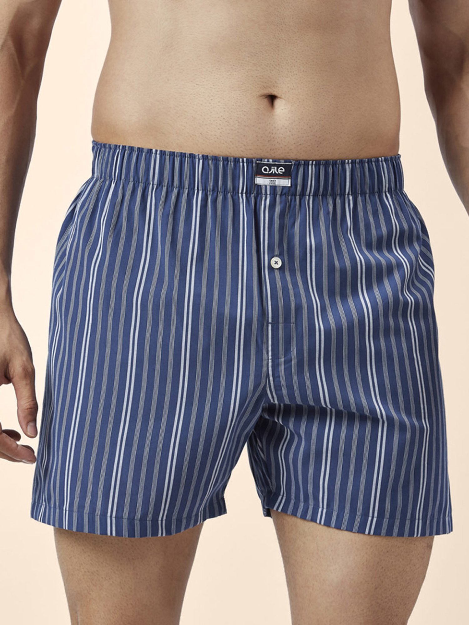 Ajile by Pantaloons Blue Cotton Regular Fit Striped Boxers