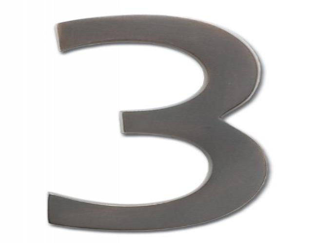 Architectural Mailboxes 3582DC Number 3 Solid Cast Brass 4 inch Floating House Number Dark Aged Copper "3"