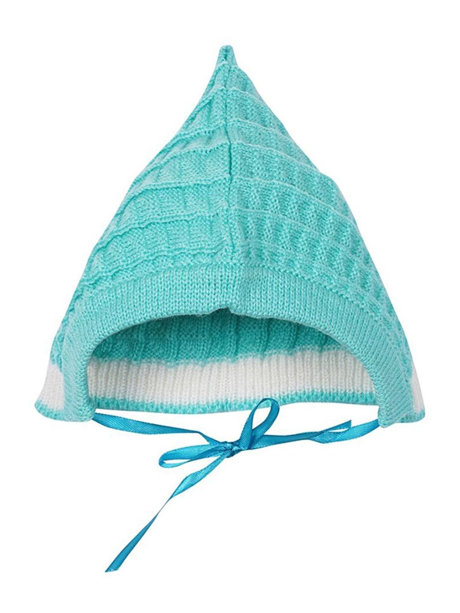 Little Angels Kids Green & White Textured Pattern Full Sleeves Sweater Set