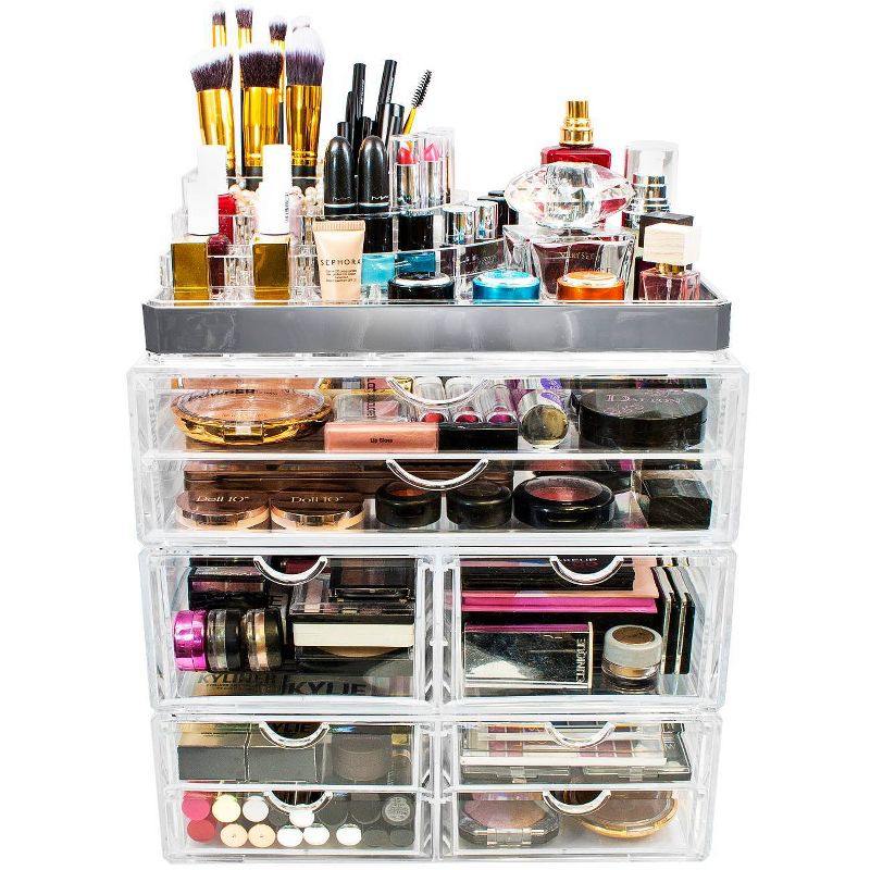 Sorbus Makeup Storage Organizer - X-Large - Set 2 -  Silver