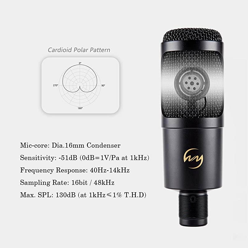 USB Microphone  PC Condenser Mic for Mac or Windows Laptop and Computer ZY905 Desktop Microphone for Gaming Recording Live Streaming YouTube Videos Black