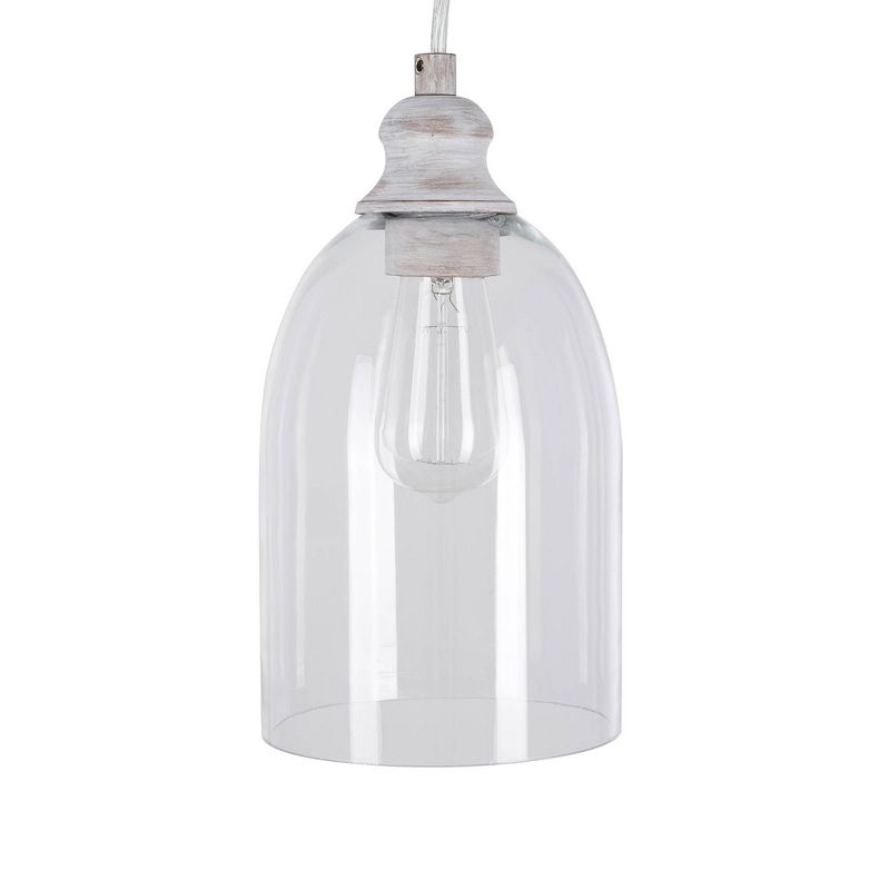 6.25" Glass Bell Shaped Mini Pendant with Metal Accents Clear - Cresswell Lighting