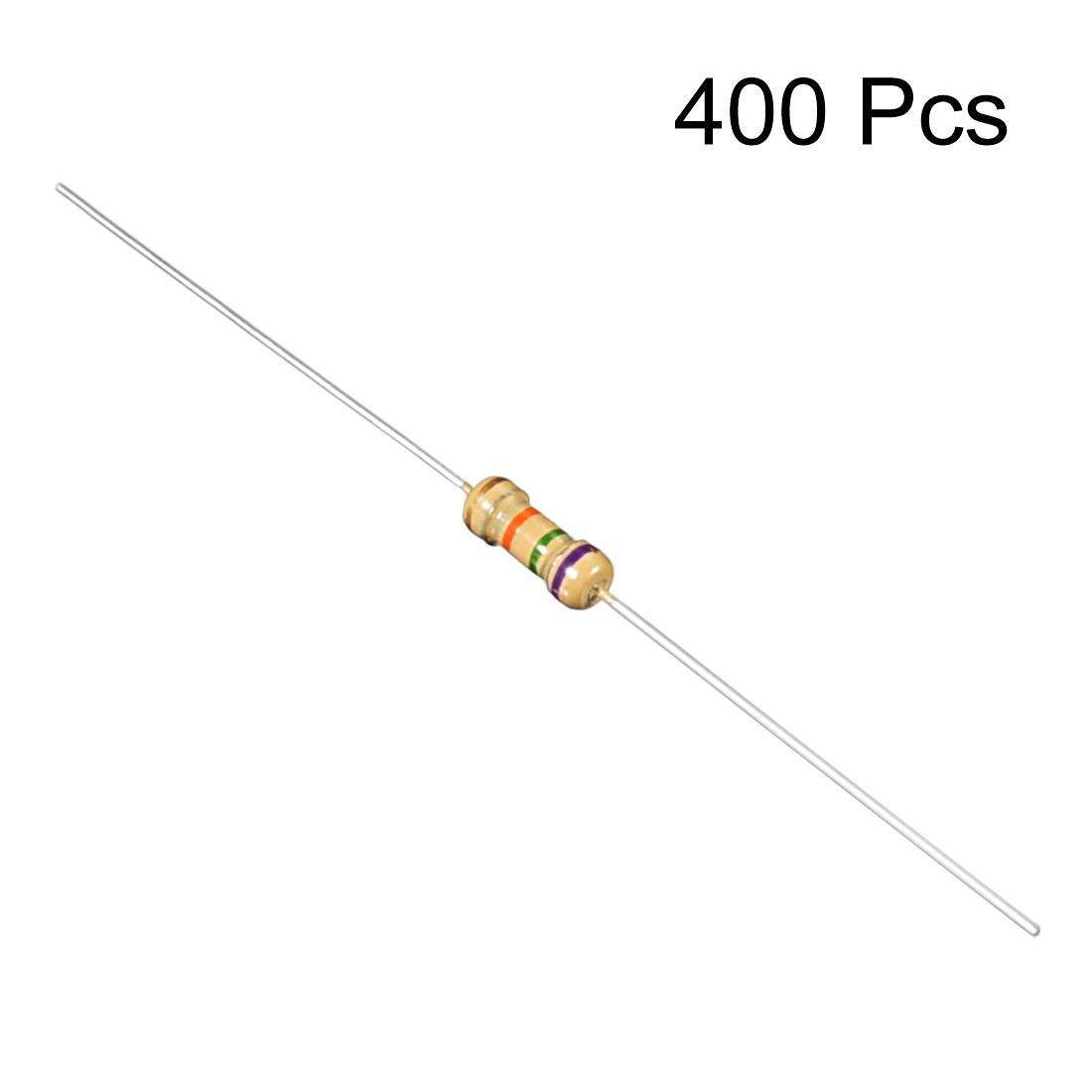 400pcs Axial Lead Carbon Film Resistors 75k Ohm 0.25W 5%Tolerances 4 Color Bands