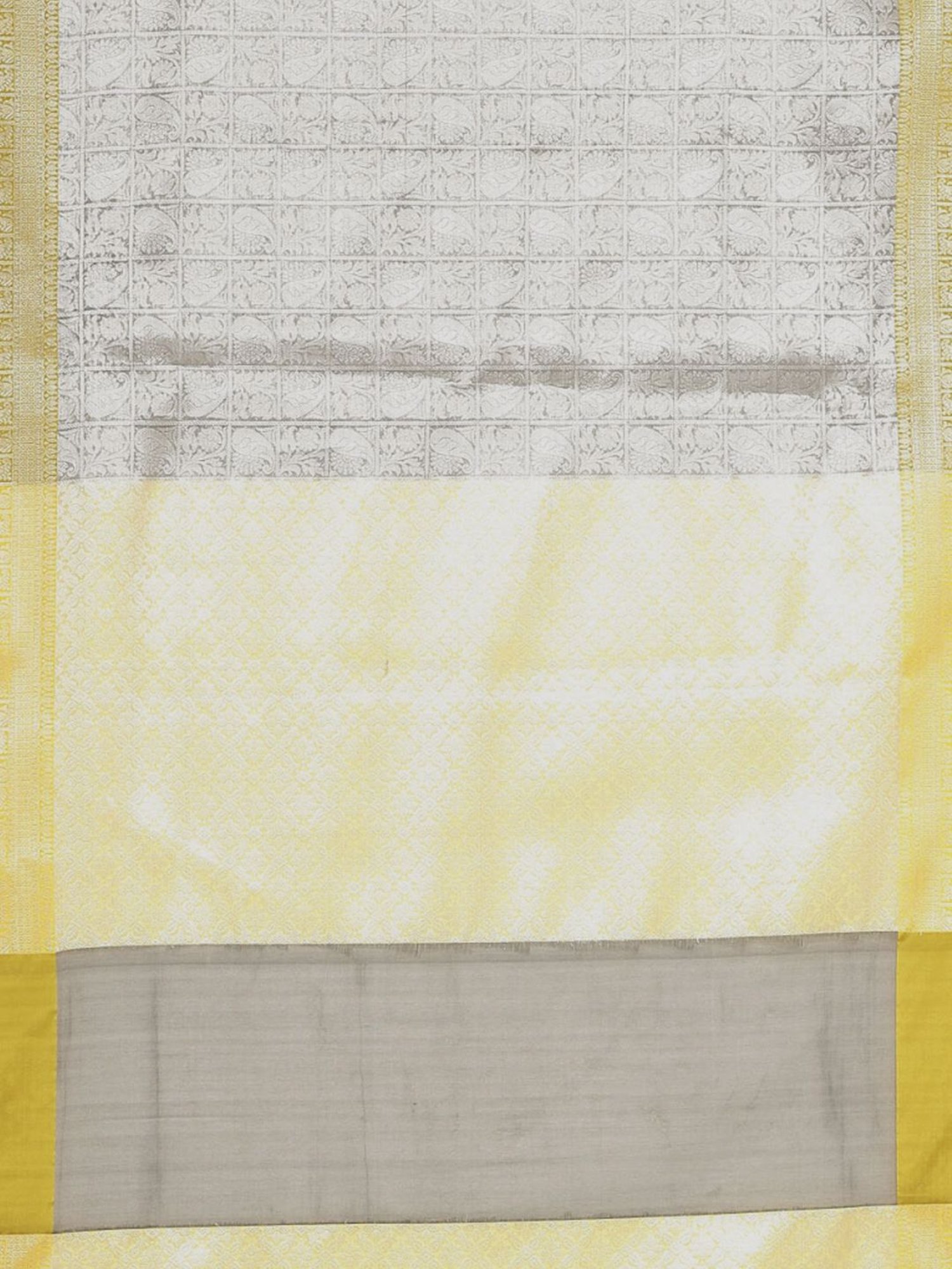 Banarasi Silk Works Grey & Yellow Woven Saree With Unstitched Blouse