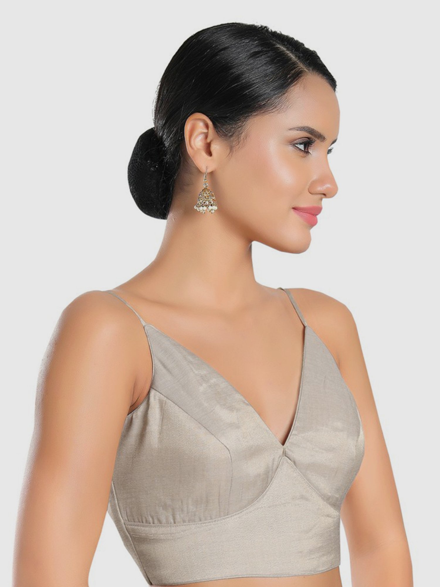 Salwar Studio Silver Textured Readymade Blouse