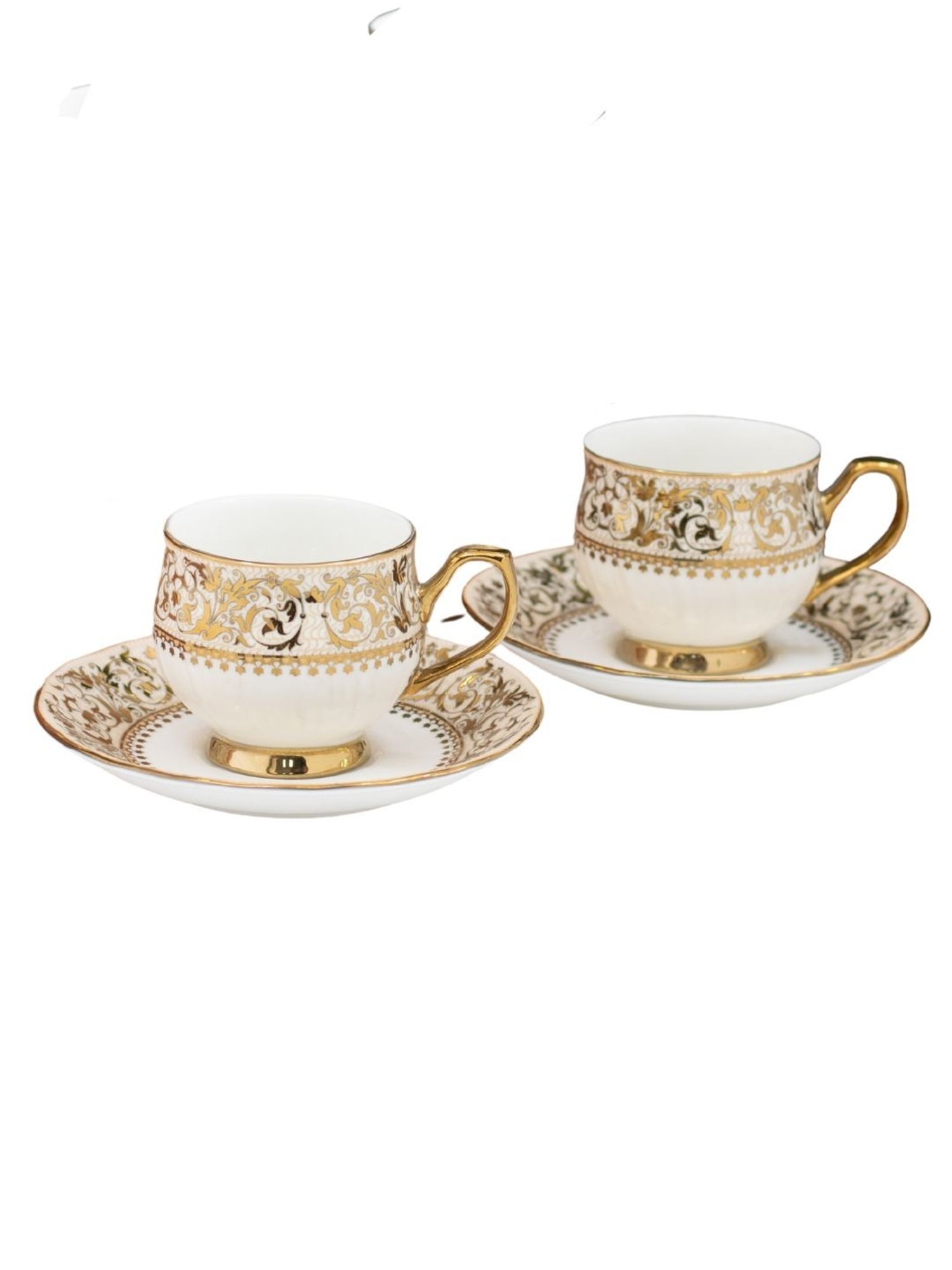 Clay Craft Fine Printed Gold Ceramic Cup & Saucer 180 ml - Set of 12