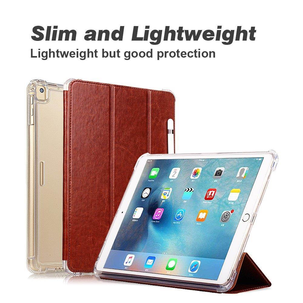 Valkit for iPad Air Case, iPad Air 2 Cover, New iPad 9.7 2017/2018 Case, Smart Stand Protective Heavy Duty Rugged Impact Resistant Armor Cover with Apple Pencil Holder,Brown