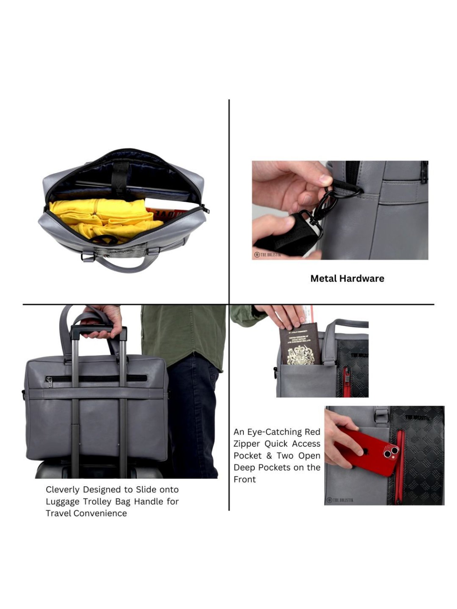 THE HOLISTIK Clever Grey & Black Medium Laptop Messenger Bag - 9.45 inches