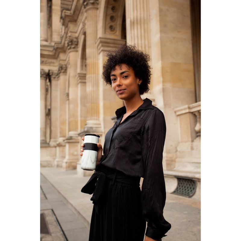 Elemental 16oz Pattern Double Walled Stainless Steel Coffee Tumbler with Ceramic Lid