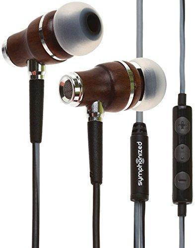Symphonized NRG 3.0 Earbuds Headphones, Wood In-ear Noise-isolating Earphones, Balanced Bass Driven Sound with Mic & Volume Control (Black Night & Hazy Gray)