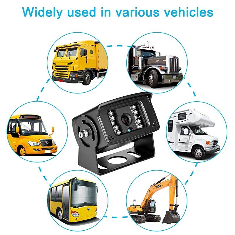 Truck Vehicle Backup Cameras Wide View Angle cab cam Rearview Reverse Waterproof Night Vision 4 Pin Camera for Travel TrailerPickupVanOversize TruckFifth WheelRV CamperMotor Home 1224V