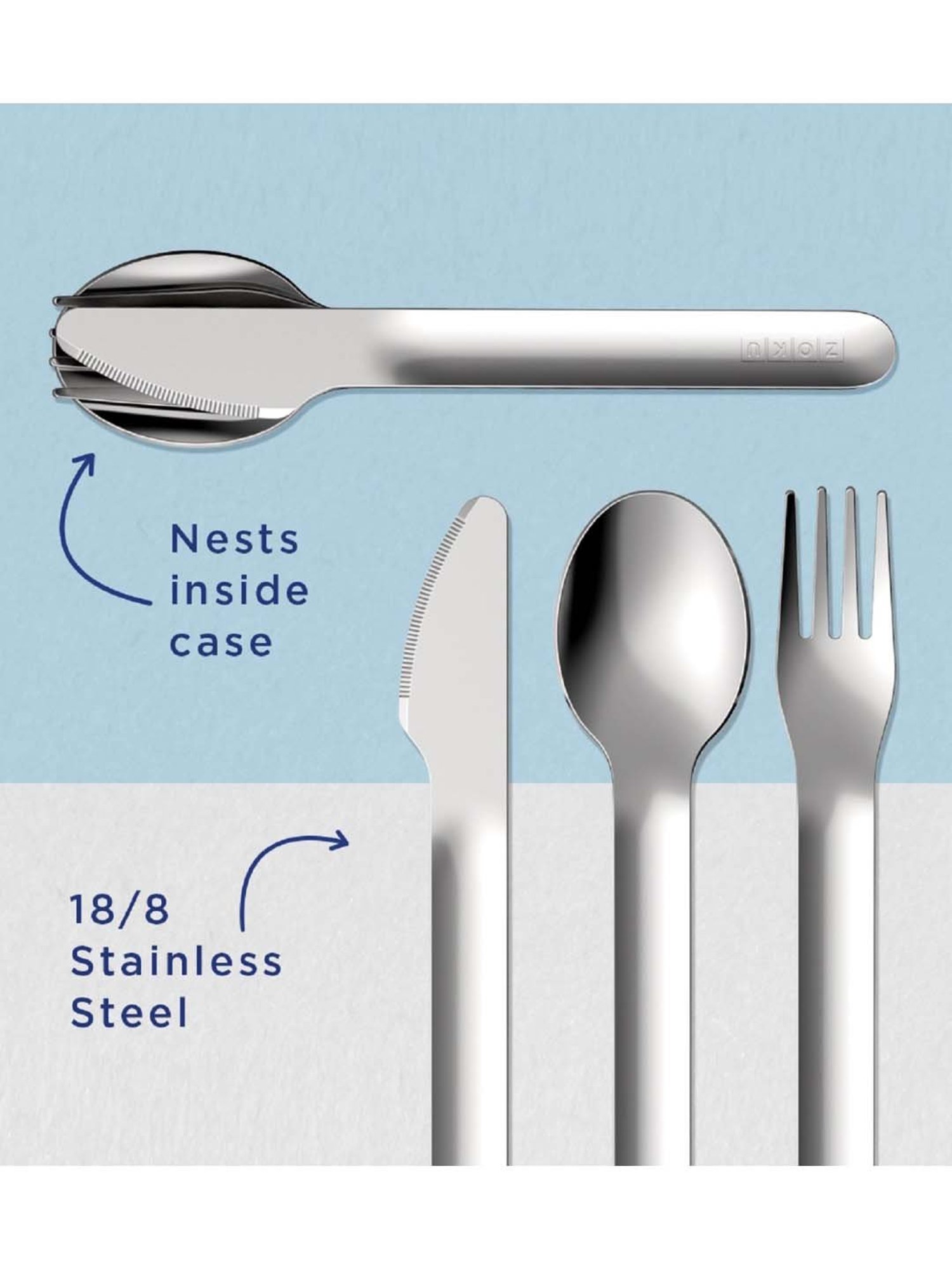 Zoku Green Stainless Steel Pocket Utensils - Set of 3