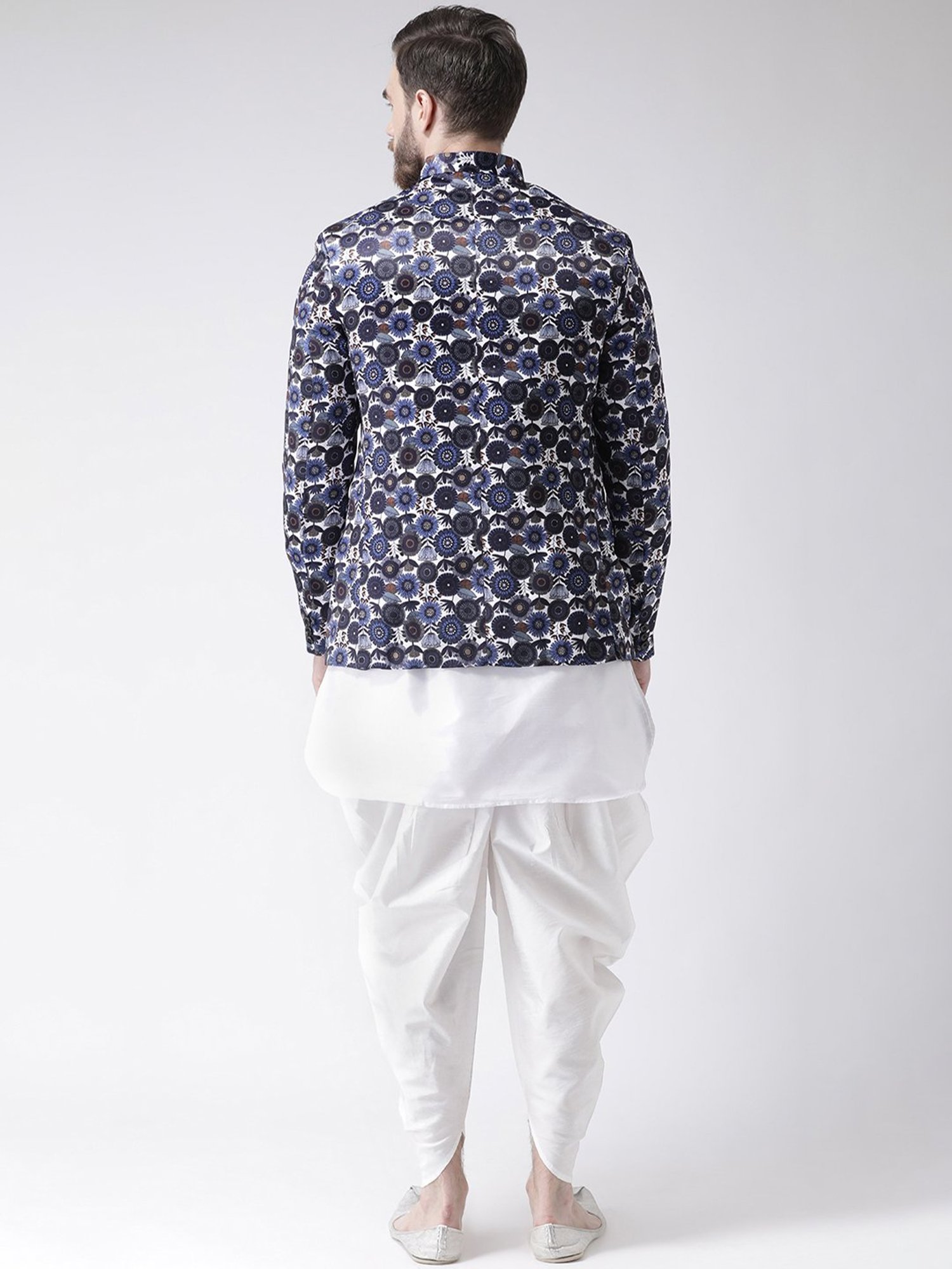 Vastramay White Cotton Straight Fit Embroidery Ethnic Suits