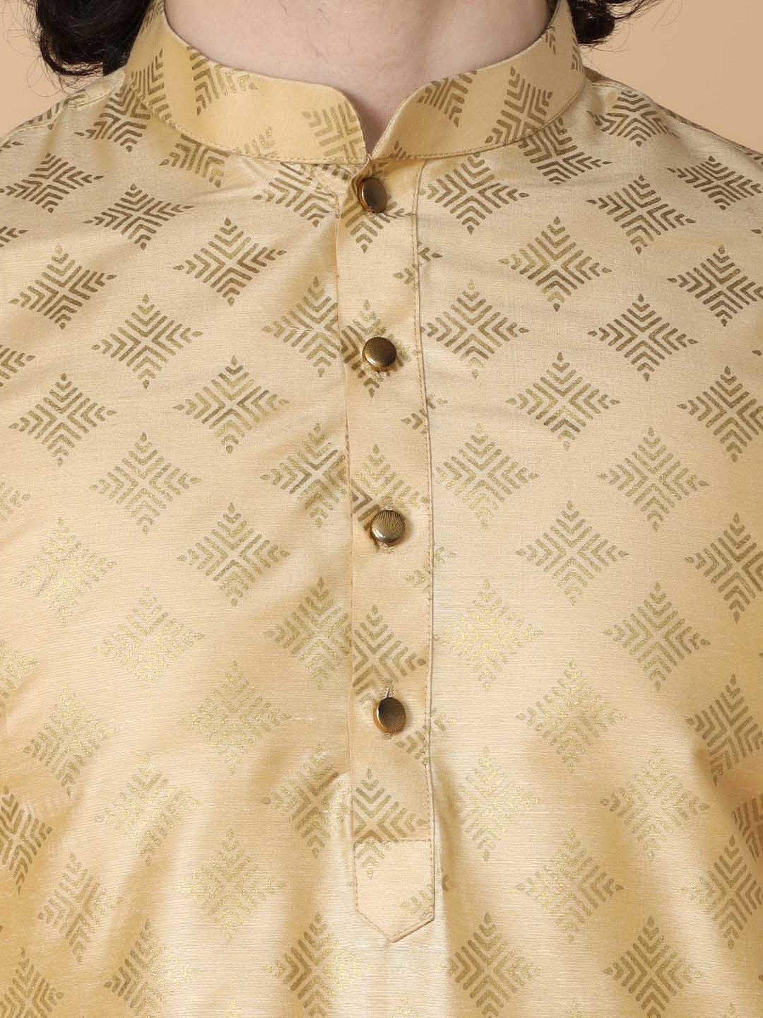 TABARD Beige Regular Fit Printed Kurta & Pyjamas Set