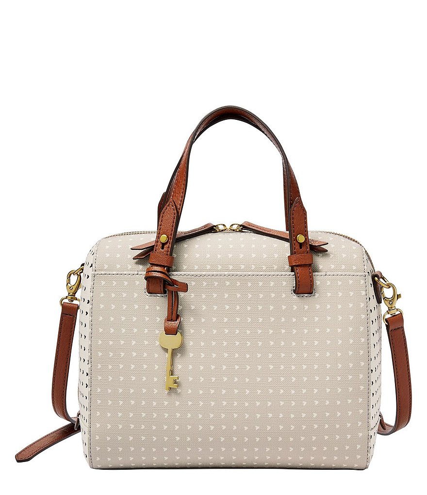 Fossil Rachel Heart-Print Satchel Bag