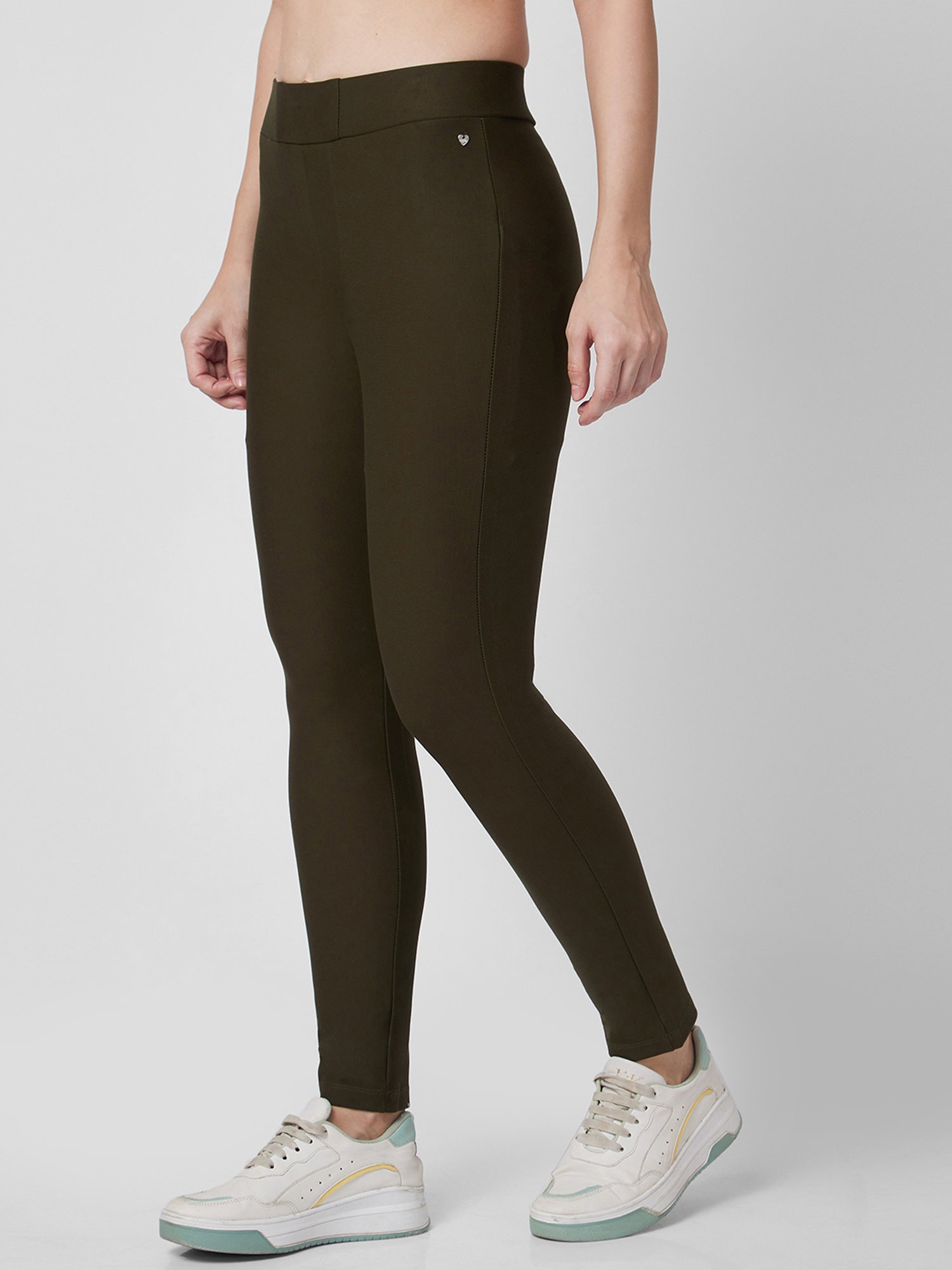 Spykar Olive Blended Slim Fit Jeggings