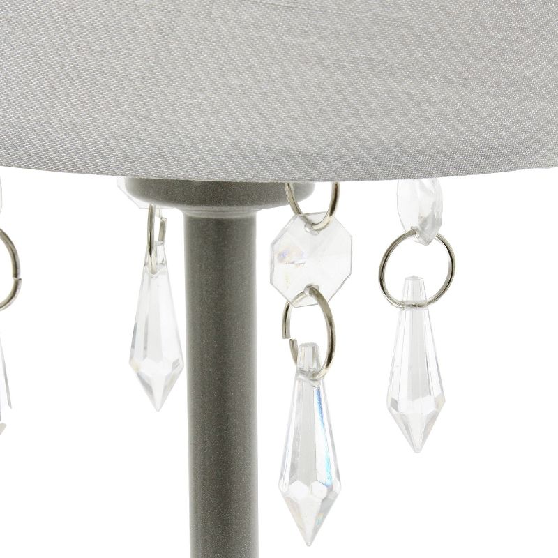 Table Lamp with Fabric Shade and Hanging Acrylic Beads Gray - Simple Designs