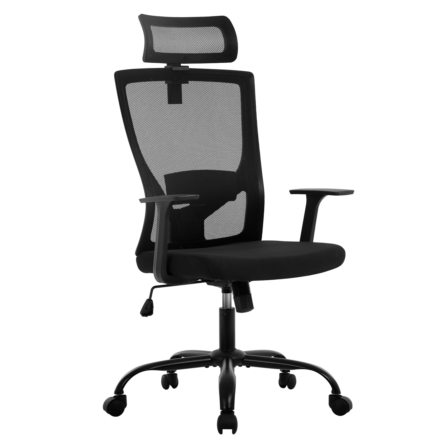 Ergonomic Office Chair Swivel Home Office Desk Chair with Head Pillow Breathable Mesh Backrest Adjustable Seat Height Firm Arm Rests Mesh Chair for Working and Resting (Black)