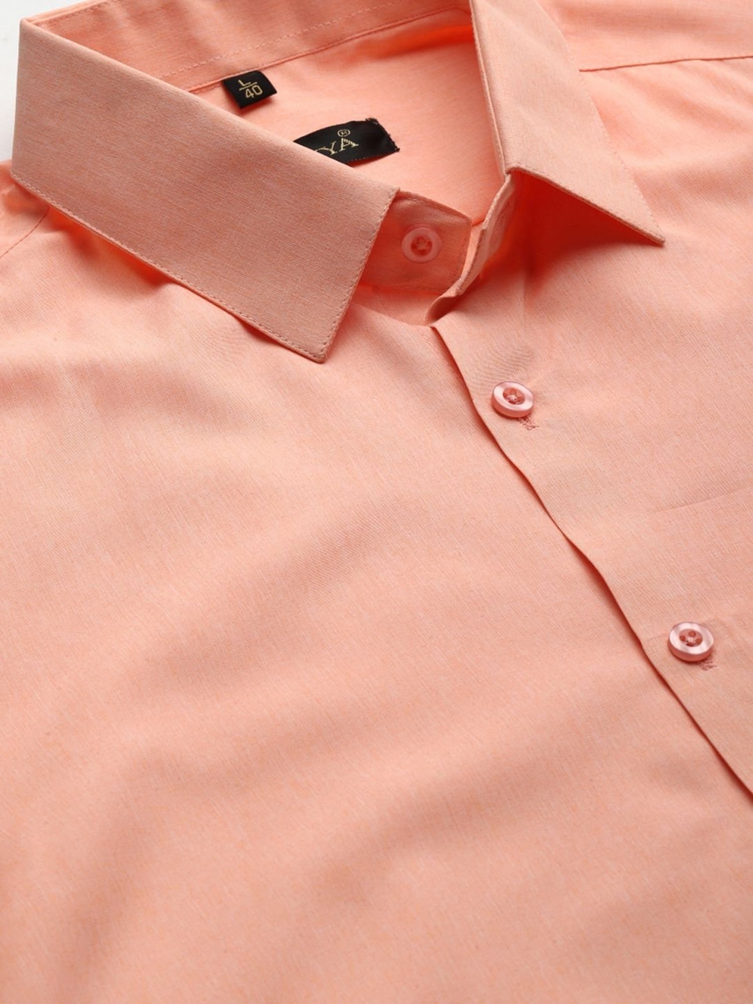 Sojanya Peach Cotton Regular Fit Shirt