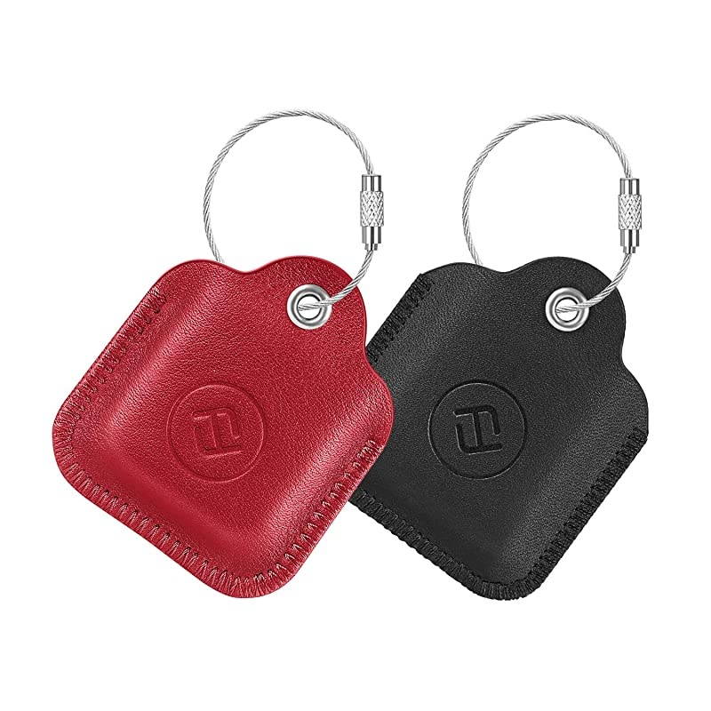 2 Pack  Genuine Leather Case for Tile Mate 2020 2018 2016 Tile Pro 2020 2018 Tile SportTile Style Key Finder Phone Finder AntiScratch Protective Skin Cover with Keychain