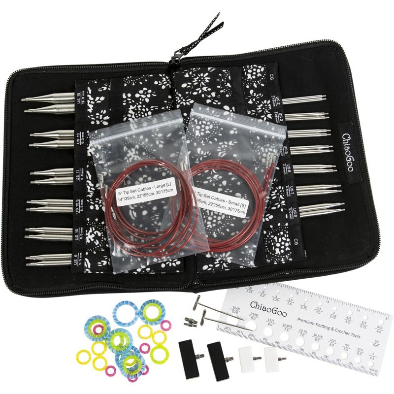 ChiaoGoo TWIST Red Lace Intchg Knitting Needle 5" Tip Set-Complete
