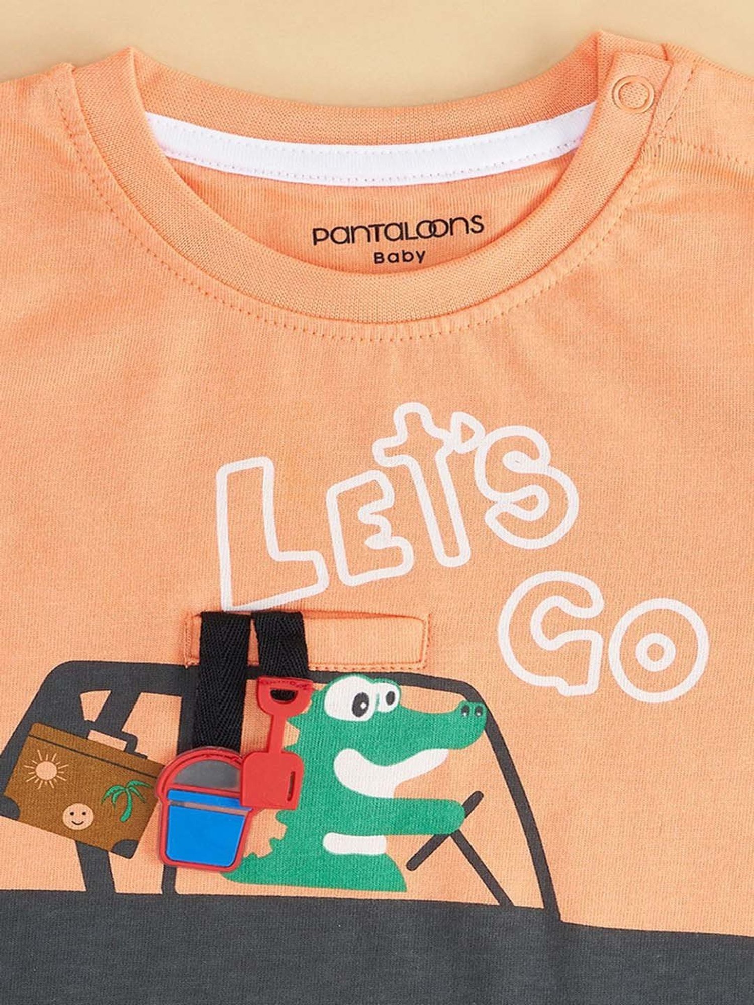 Pantaloons Baby Orange Cotton Printed T-Shirt