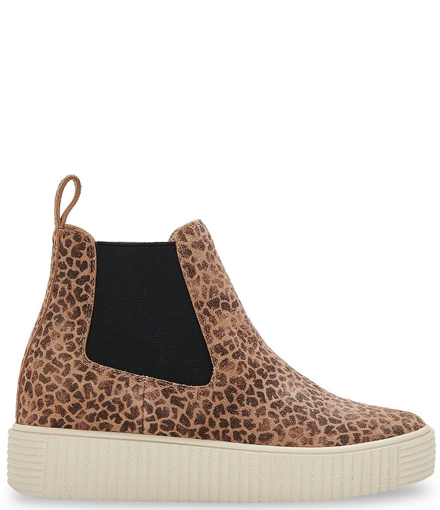 Dolce Vita Cola Leopard Print Suede Water-Repellent High Top Chelsea Sneakers