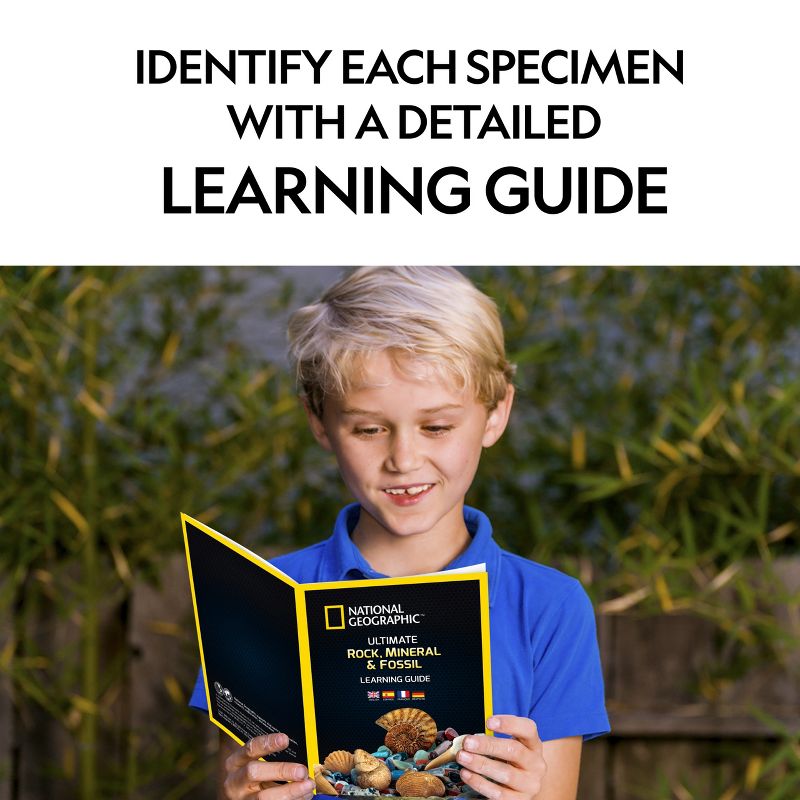 NATIONAL GEOGRAPHIC Rocks & Fossils Kit, 200+ Piece Set with Many Crystals, Gemstones, Geodes, Real Fossils, Rose Quartz, Jasper, Aventurine & More