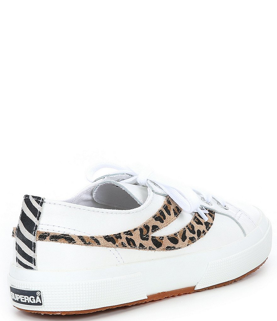 Superga Women's 2953 Nappa Leather Leopard Suede Lace-Up Sneakers