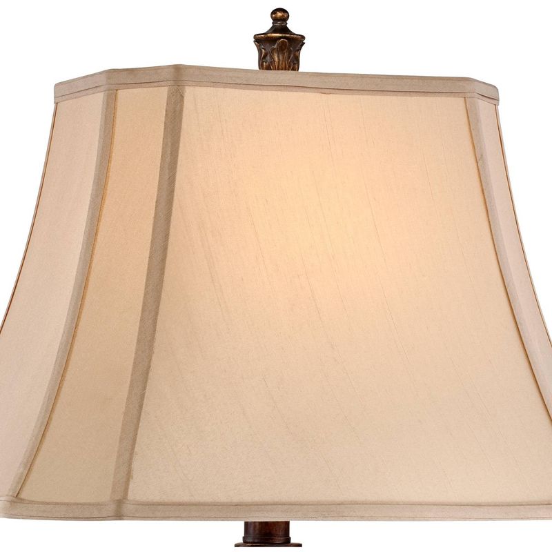 Barnes and Ivy Traditional Table Lamps Set of 2 Bronze Curling Leaves Tan Rectangular Shade for Living Room Family Bedroom Bedside