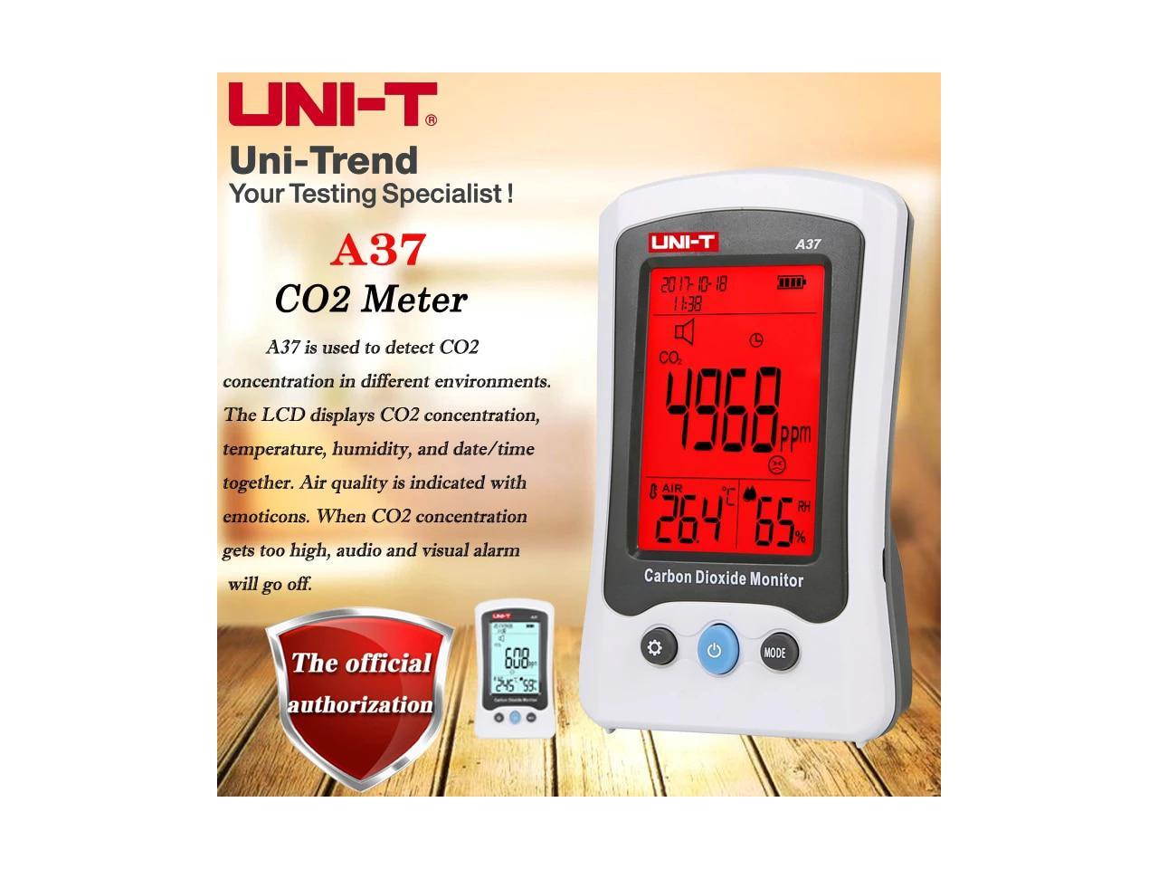 UNI-T A37 CO2 Meter; Carbon Dioxide Detector CO2 concentration/temperature/humidity detector / home / industrial / laboratory Test & Measurement Tools Carbon Dioxide Detector